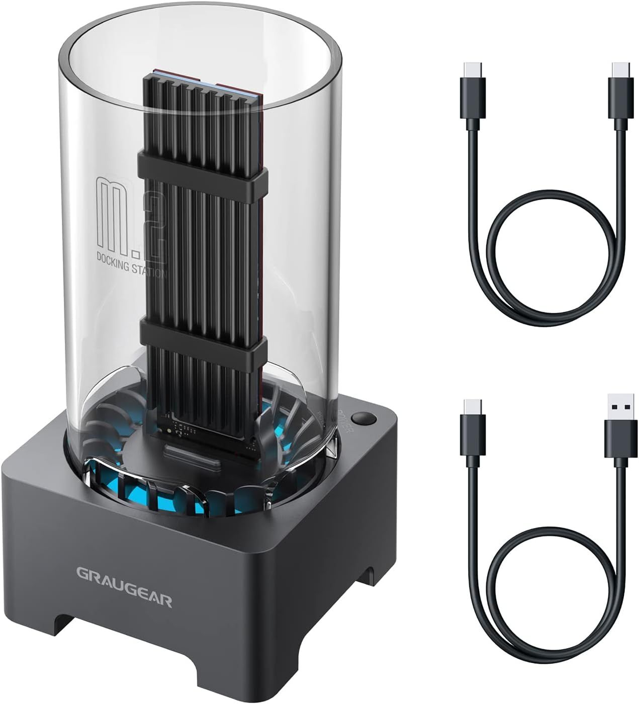 M.2 SSD Docking Station for NVMe and NGFF SSDs, RTL9210B Chipset for All M.2 SSDs, USB3.2 Gen 2 10Gbps, 50mm Silent Fan