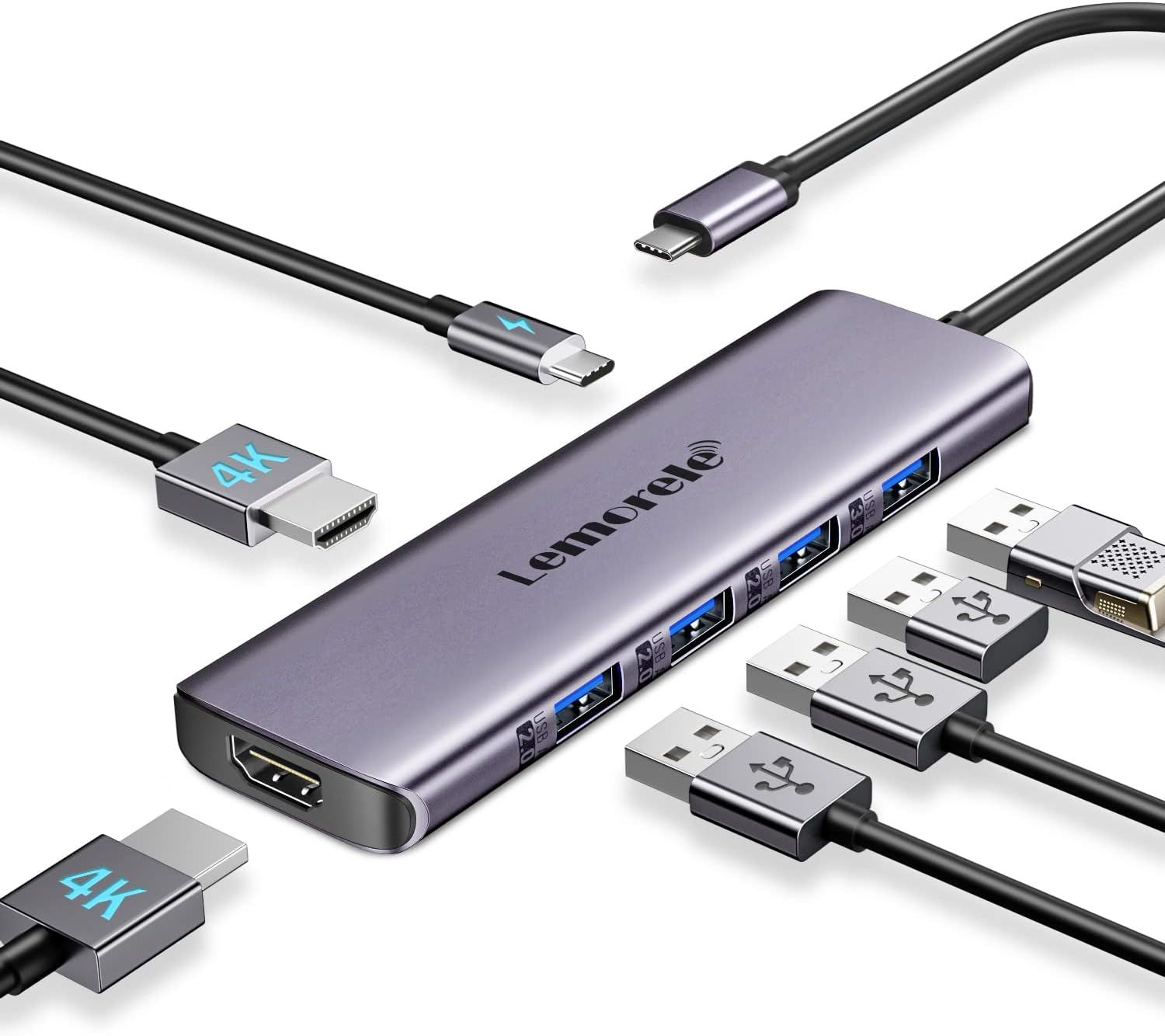 USB C Docking Station 7-in-1 with Double HDMI 4K