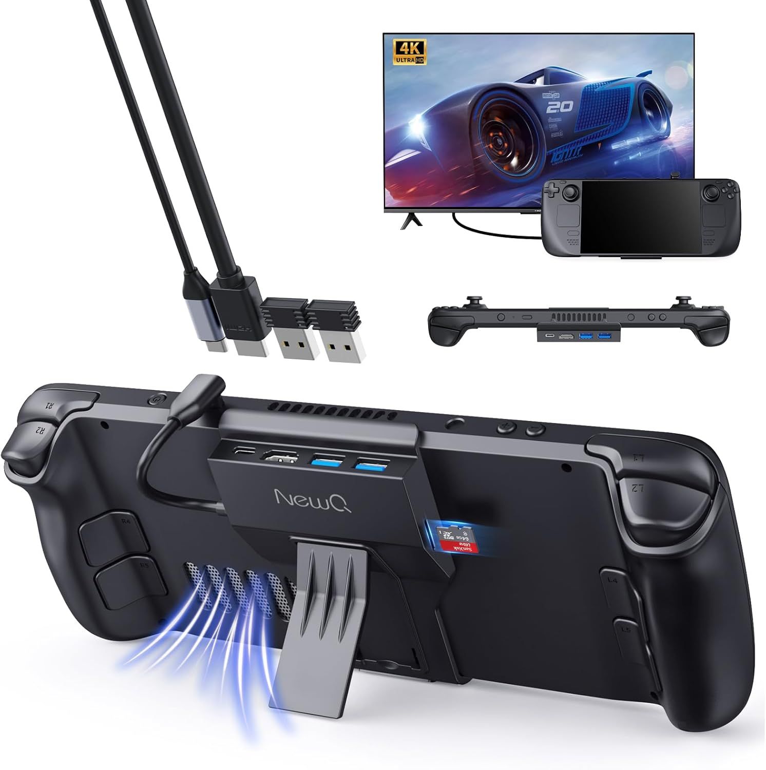 Steam Deck Portable Docking Station: 5-in-1 USB C Dock with TF Card Slot, HDMI 2.0 4K@60Hz Display, 2x USB-A 3.0, USB-C PD 100W Max