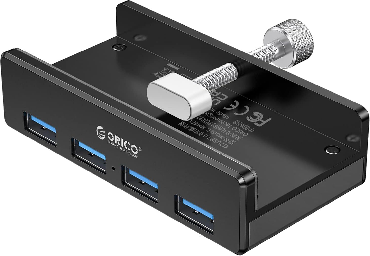 VDFHDFJGFJ 4-Port USB 3.0 Hub with Clip, 5Gbps High-Speed Multiport Type A Compatible with iMac/Monitors/Table