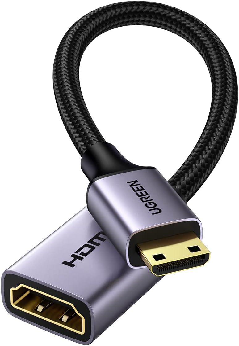 Mini HDMI to HDMI Adapter 4K 60Hz 18Gbps 3D Ethernet ARC Compatible with PC Tablet Raspberry Pi Zero Camera Canon EOS 700D Nikon D5300 4K HDTV 25Cm