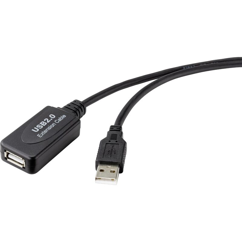 Renkforce USB 2.0 Active Extension Cable, 5m, Black, USB-A Male to Female (RF-4535052 A843582)