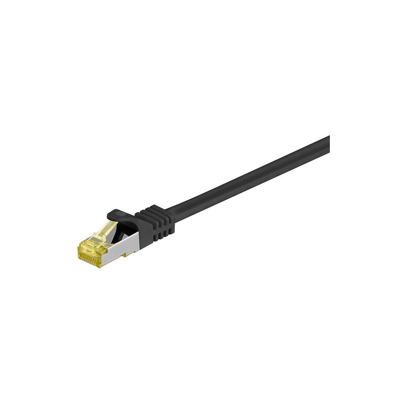 RJ45 Patch Cable, Cat 6a S/FTP (PiMF), 500 MHz, with Raw Cat 7 Cable, Black, Halogen-Free LSZH Cable Jacket, Copper, RJ45 Connector (Cat 6a), 30m