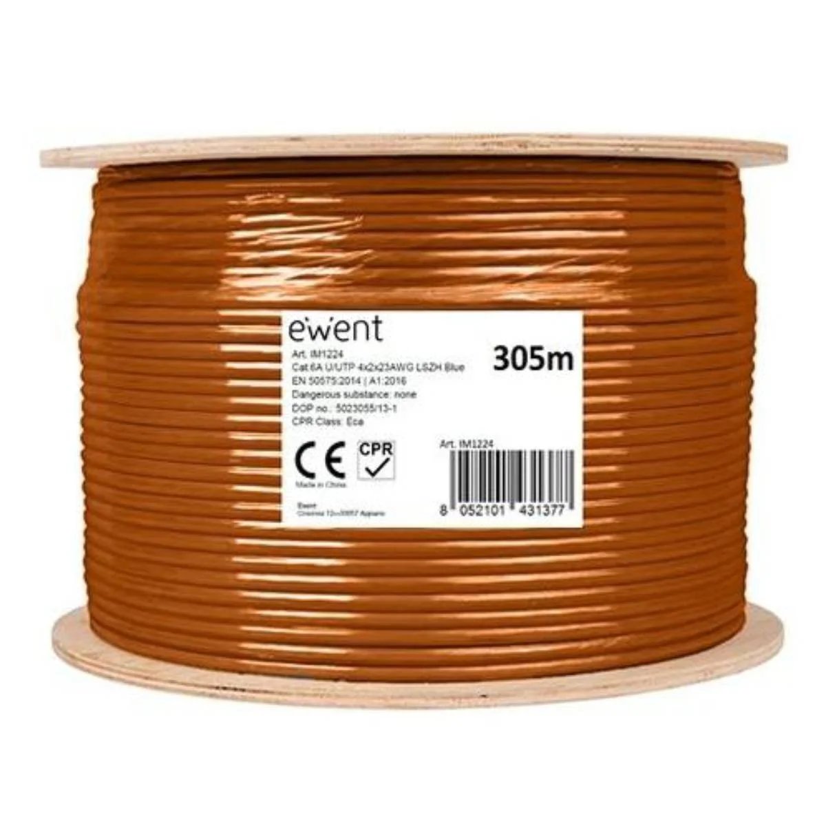 Ewent IM1228 Cat7 305m Network Cable Reel, Orange