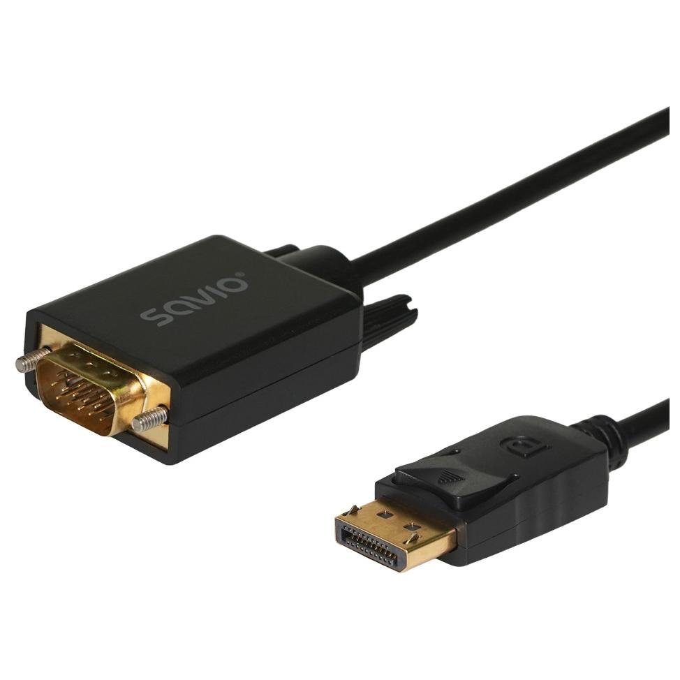 Savio DisplayPort to VGA Cable - 6 Feet Black