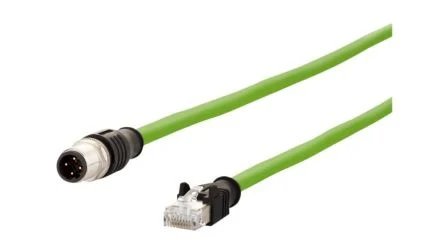 METZ CONNECT M12 to RJ-45 Ethernet Cable, 1m, Green (142M1D15010)