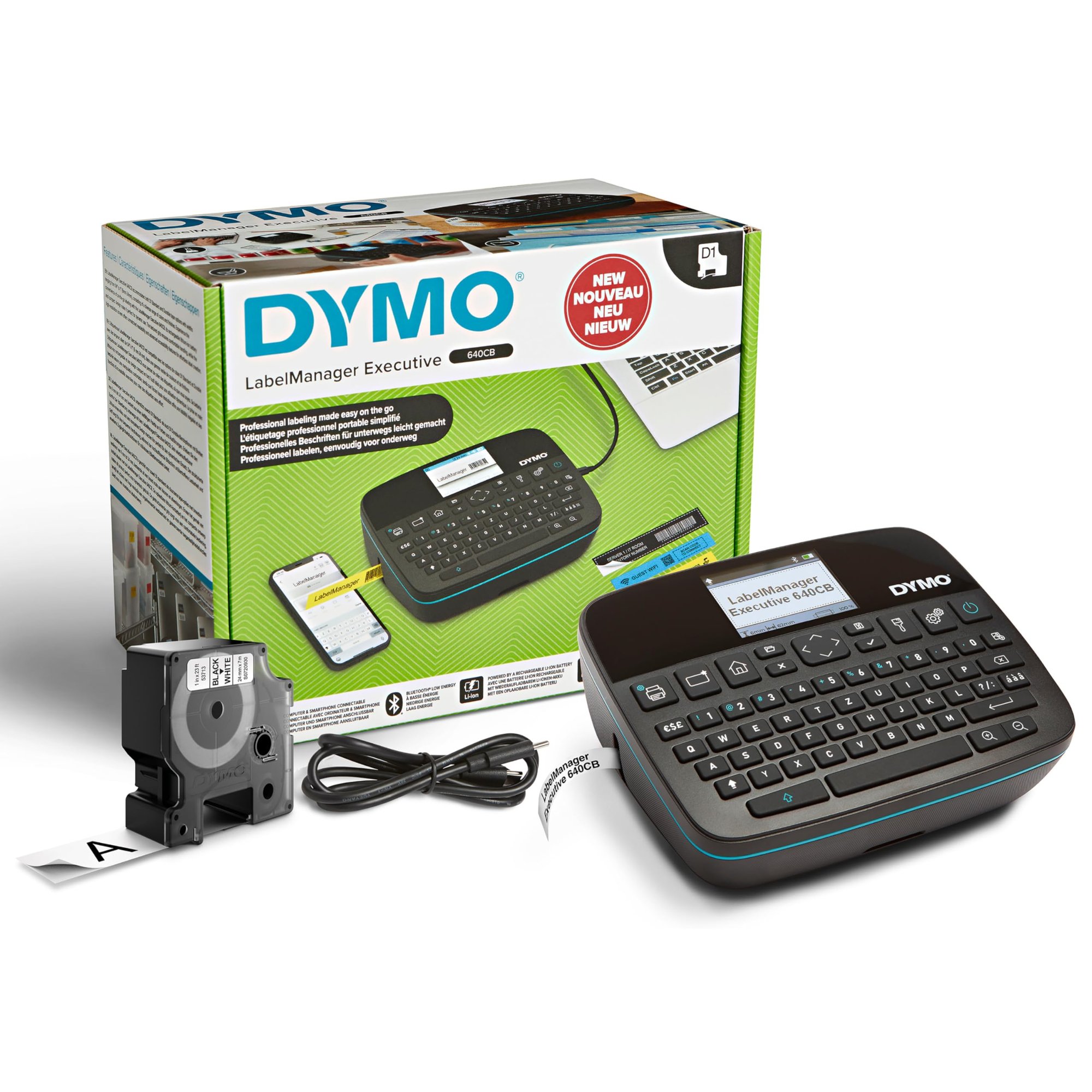 Dymo LabelManager 640CB Label Printer (6/9/12/19/24mm D1 Tapes, QWERTZ Keyboard)