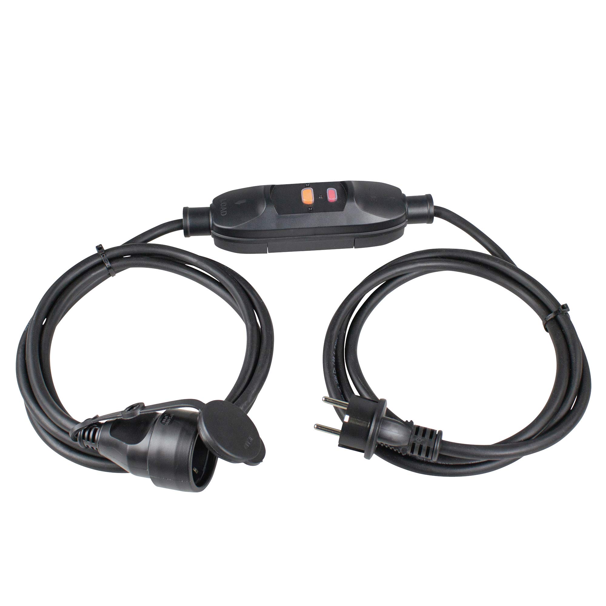 AS Schwabe Power Extension Cable, 1.5m Black with FI Protection Switch