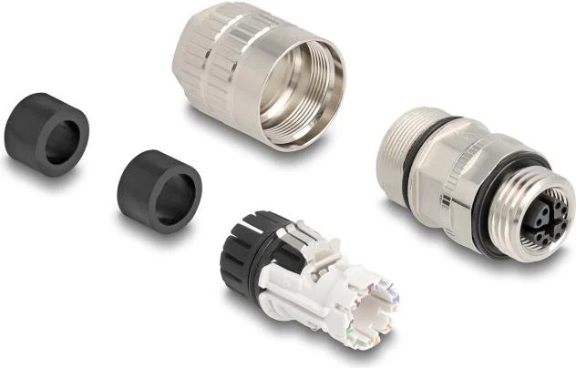 Delock M12 8-Pin X-Coded Female Connector, Cat.6A