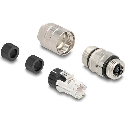 Conector femenino Delock M12 de 8 pines codificado X, Cat.6A