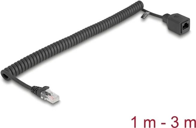 Delock RJ45 Spiral Cable - Cat.5e UTP, 1m-3m, Black (90672)