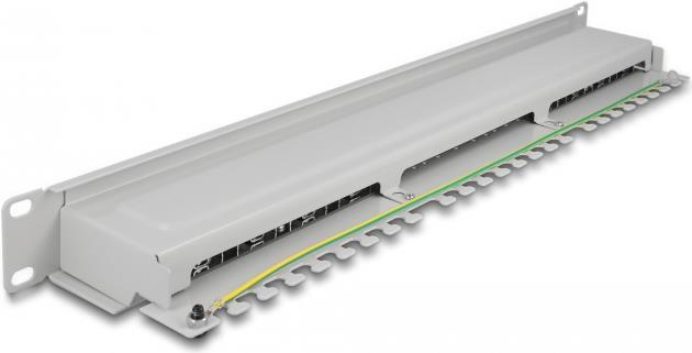 Delock 16-Port CAT 6a RJ-45 Patch Panel, Gray