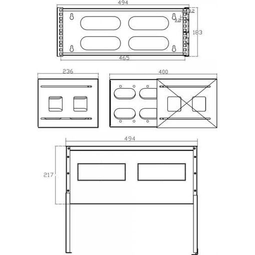 InLine 19-inch Wall-Mount Rack - 4U - Adjustable Depth - with Cover - Gray