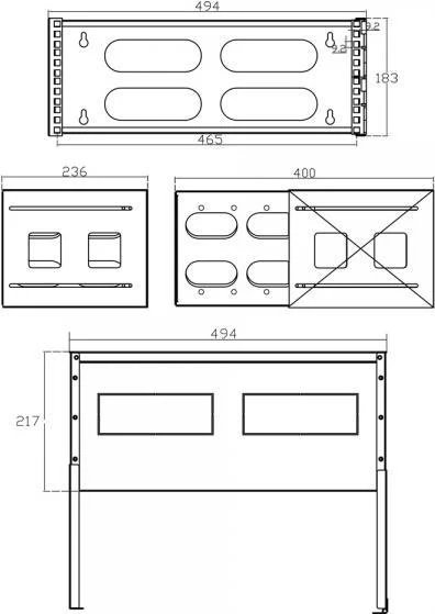 InLine 19-inch Wall-Mount Rack - 4U - Adjustable Depth - with Cover - Gray
