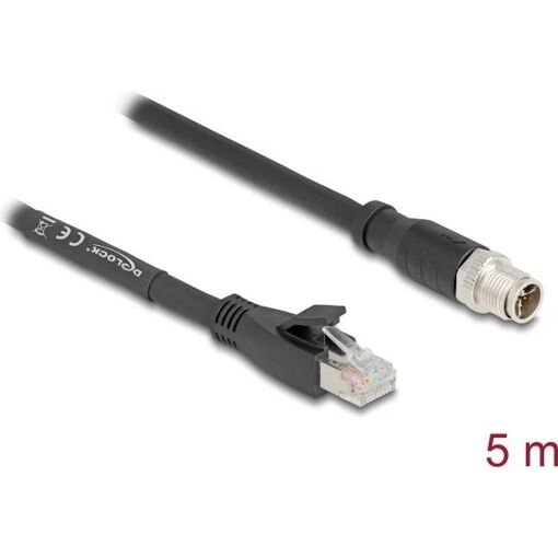 Cable de red Delock - 8 pines M12 a RJ-45 - 5 m - Negro (80585)