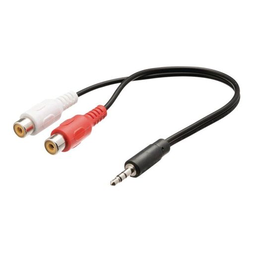 Câble audio Nedis - 3,5 mm stéréo mini-mâle vers femelle RCA - 20 cm - Noir