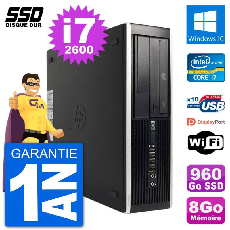 PC HP 8200 Elite SFF - Intel i7, 8GB RAM, 960GB SSD, Windows 10, Wifi