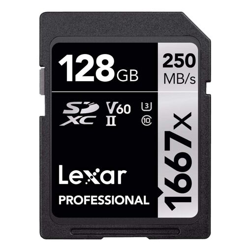 Lexar 1667X Professional SDXC Card 128GB 250MB/s Class 10 UHS-II U3 V60