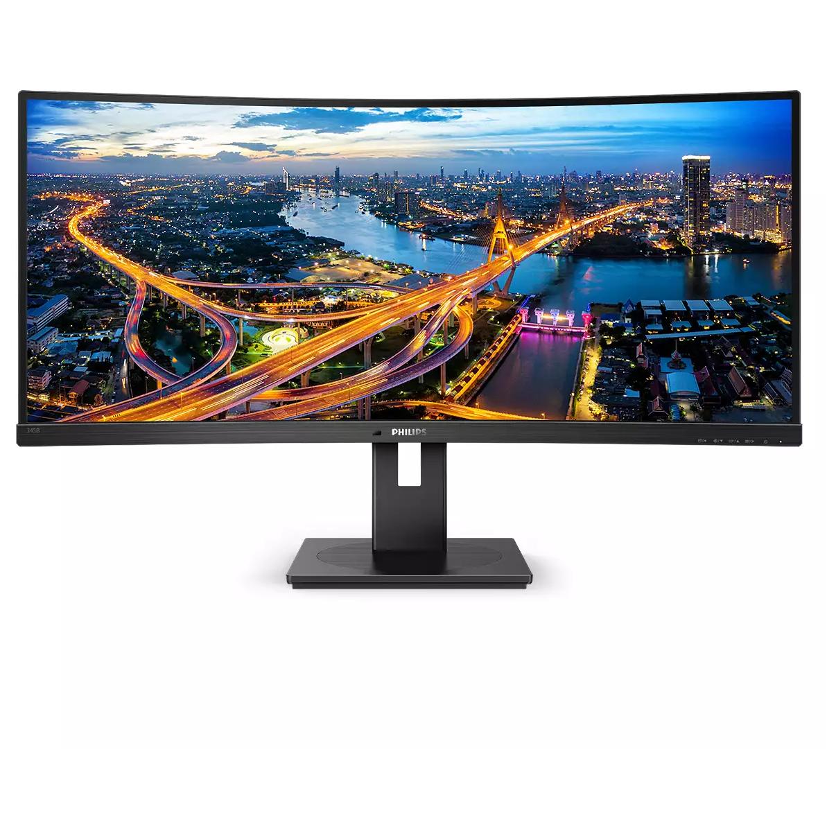 Philips 345B1C - Écran LED - incurvé - 34" - 3440 x 1440 WQHD @ 100 Hz - VA - 300 cd/m² - 3000:1 - 5 ms - 2xHDMI, DisplayPort - haut-parleurs - texture noire