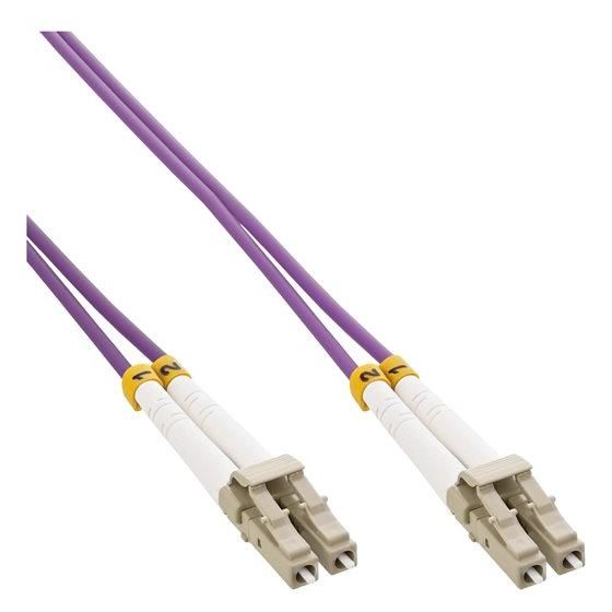 INTOS ELECTRONIC InLine SC Multi-Mode Duplex Fiber Optic Cable, 50m, OM4, 50/125 Microns, Halogen-Free, Violet