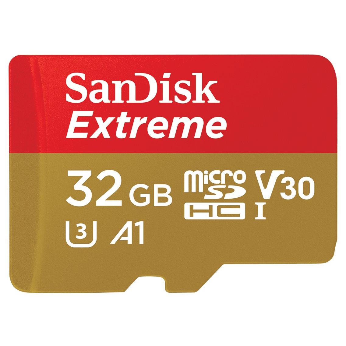 SanDisk Extreme MicroSDHC Card - 32GB, A1, V30 Video Class, UHS-I U3, Class 10