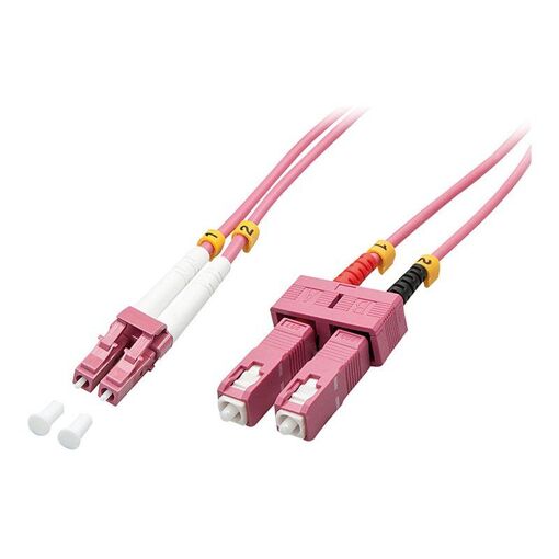 Lindy Multi-Mode SC to LC Duplex Fiber Optic Cable, 1m, OM4, 50/125 Microns, Halogen-Free