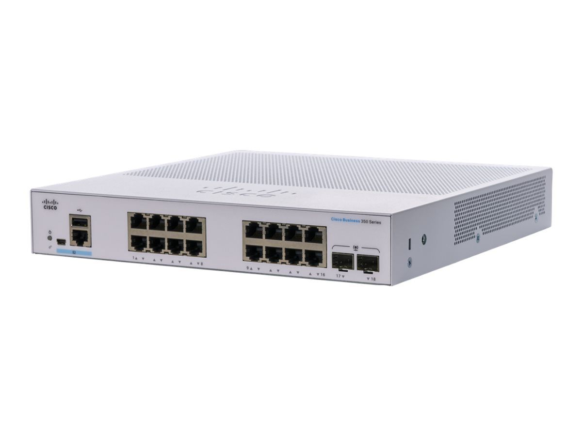 Cisco Business 350 Series CBS350-16T-E-2G Switch - C3 Managed - 16 x 10/100/1000 + 2 x Gigabit SFP