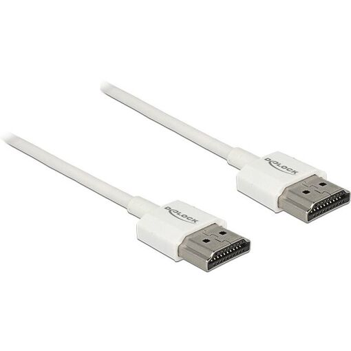 Cable HDMI de alta velocidad Delock con Ethernet - 2 m, blindaje triple, blanco, compatible 4K