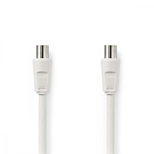 Nedis Coaxial Antenna Cable - 20m, IEC Male to Female Connector, Double Shielded, 90dB, White