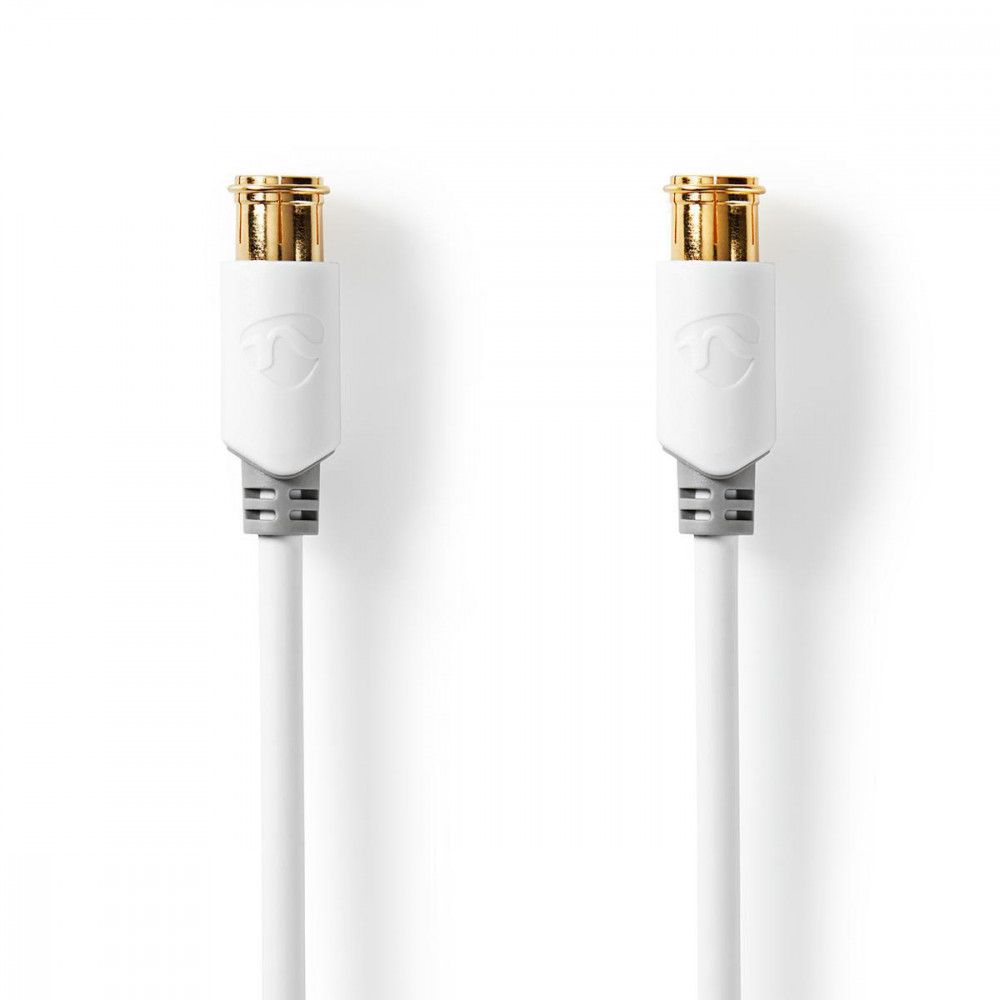 Câble d'antenne Nedis Connecteur Quick-F Mascul Droit - 10 m, Double Blindage, Blanc, Rond