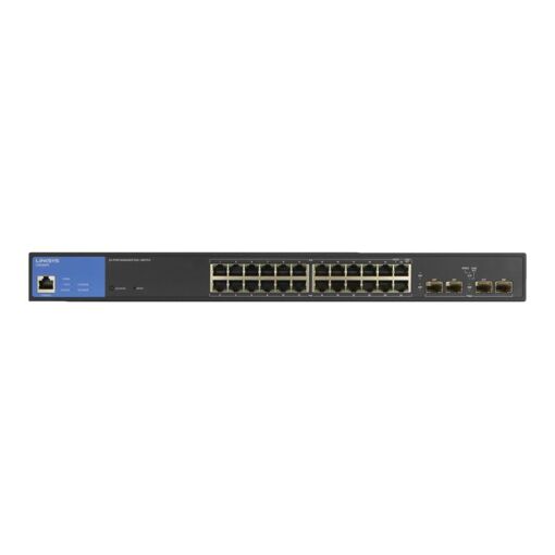 Commutador Linksys LGS328PC - Comutador administrado - 24x10/100/1000 (PoE+) + 4x SFP Gigabit (subida de enlace) - Montable en rack - 250 W PoE+ - Cumplimiento TAA
