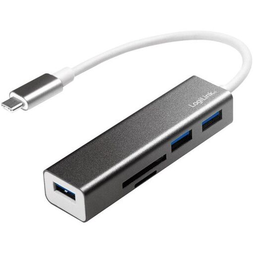 Logilink USB-C 3.0 Hub, 3 Ports, SD/TF Card Reader - Grey
