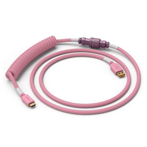 Cable Spiral Glorious PC Gaming Race, USB-C a USB-A, 1,37 m, Rosa
