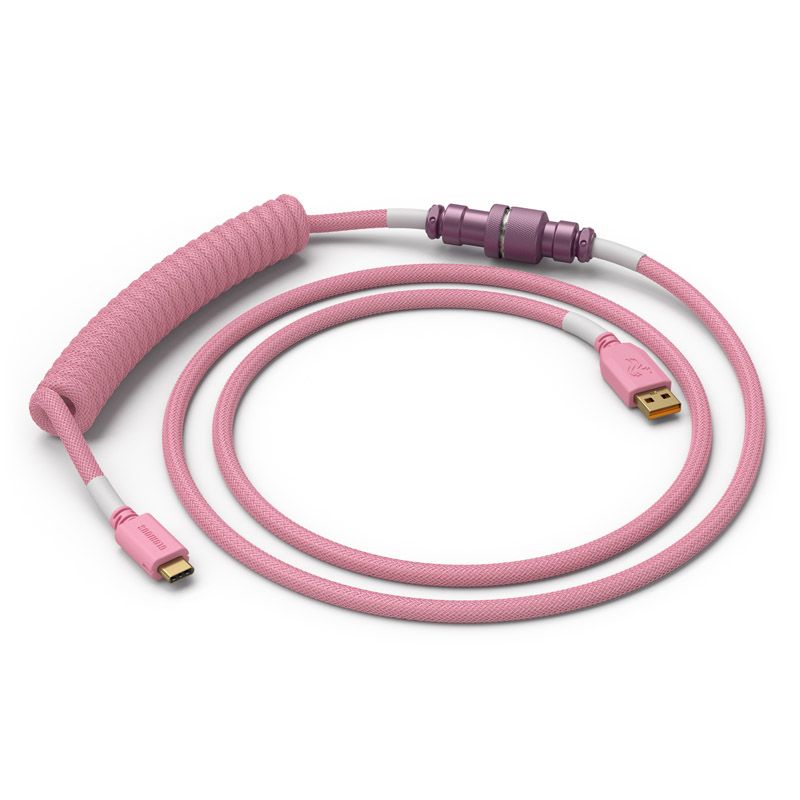 Glorious PC Gaming Race Coiled Cable, USB-C to USB-A, 1.37m, Pink