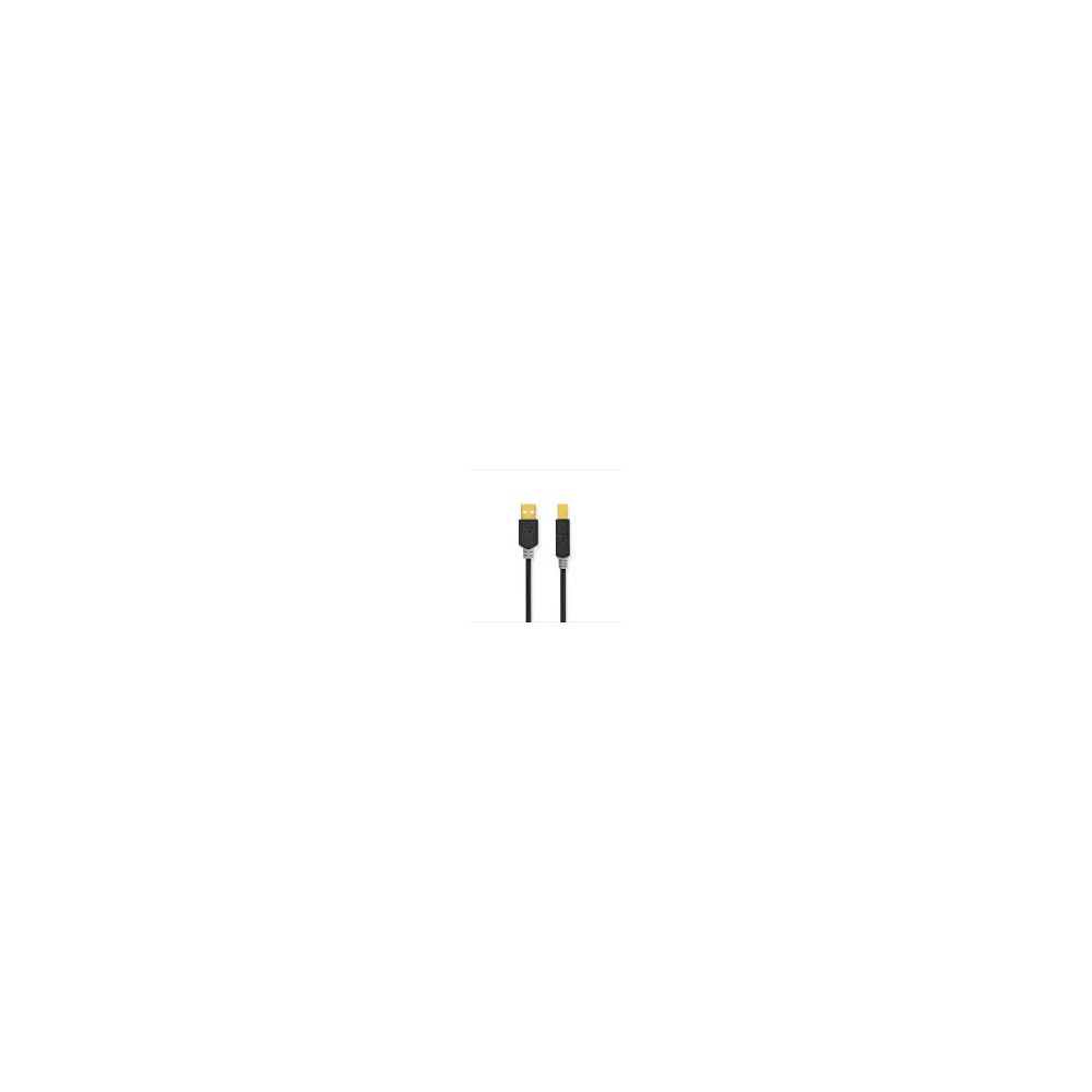 USB 2.0 Cable - 480Mbps, Gold Plated, 1m, Round PVC, Charcoal Gray