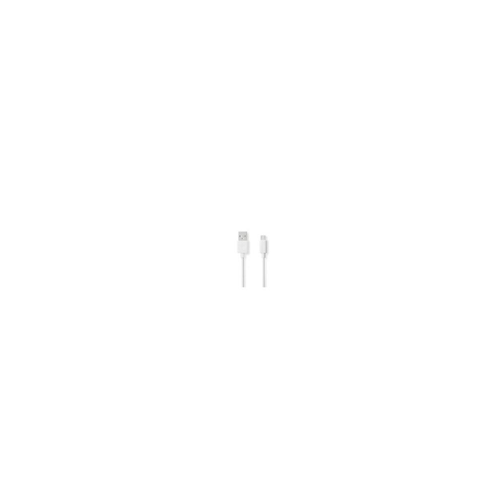 USB 2.0 Cable - USB-A Male to Micro-B Male, 480 Mbps, Nickel Plated, 1m, Round PVC, White