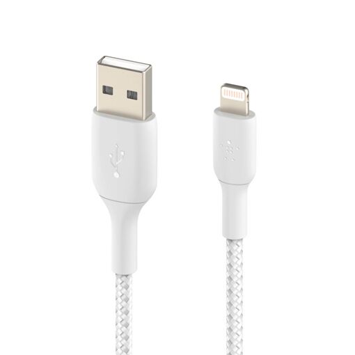 Câble Belkin Lightning vers USB 18W, 1m, tressé en nylon, blanc