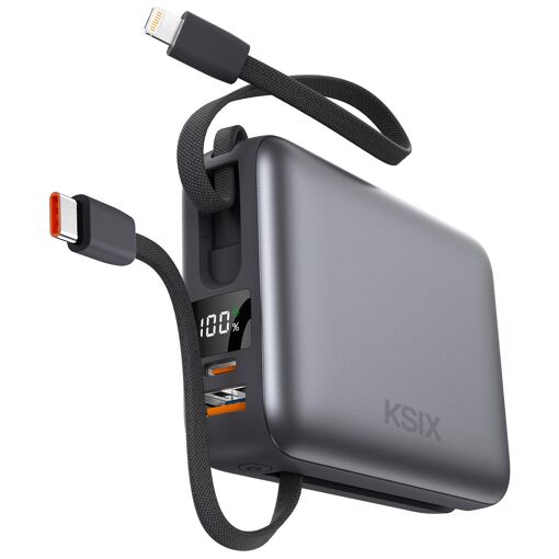 Batería externa Ksix 20000 mAh LiPo, Gris