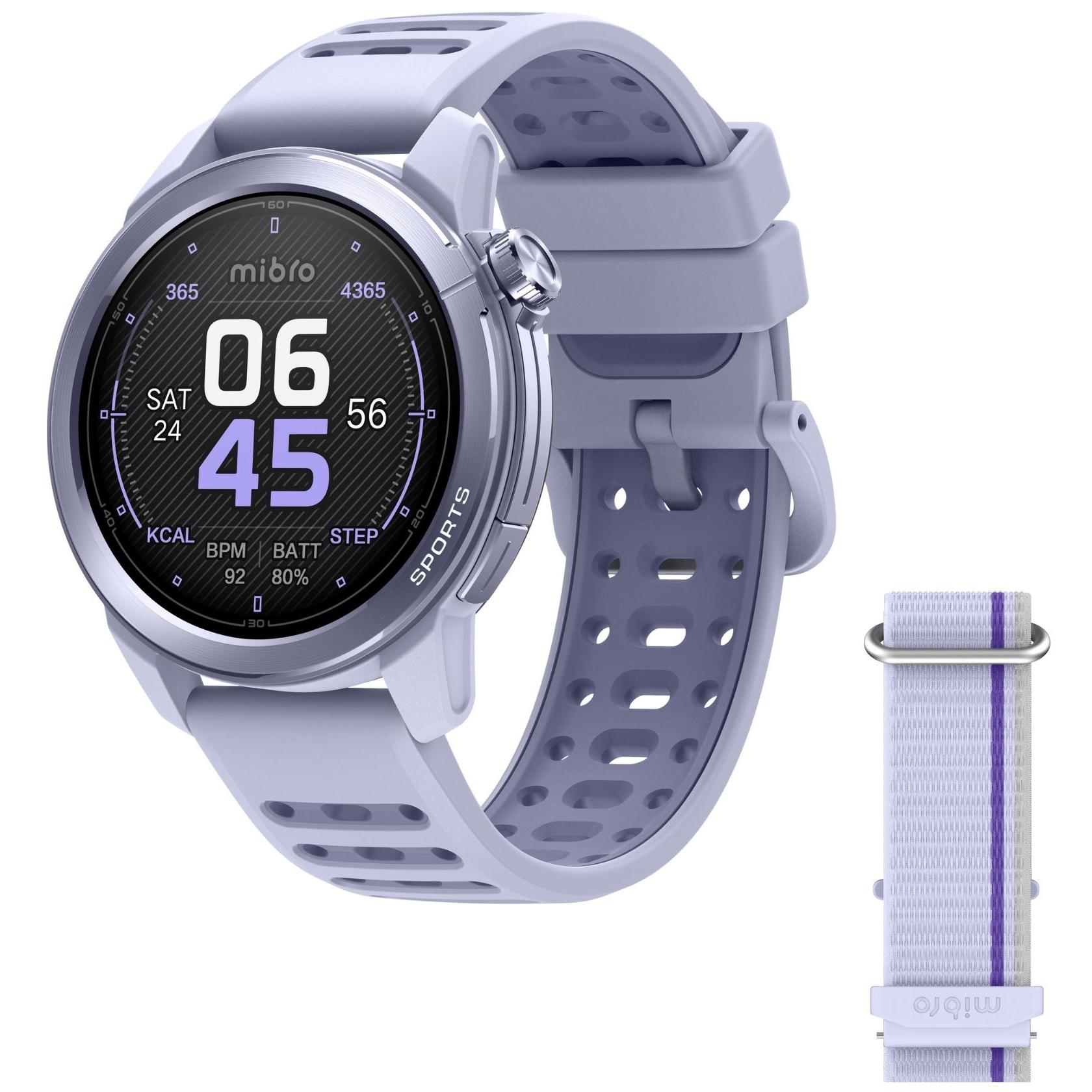 Mibro ORAW1023P Smartwatch and Sports Watch - 47mm, 1.32" AMOLED Display, GPS, Violet Band