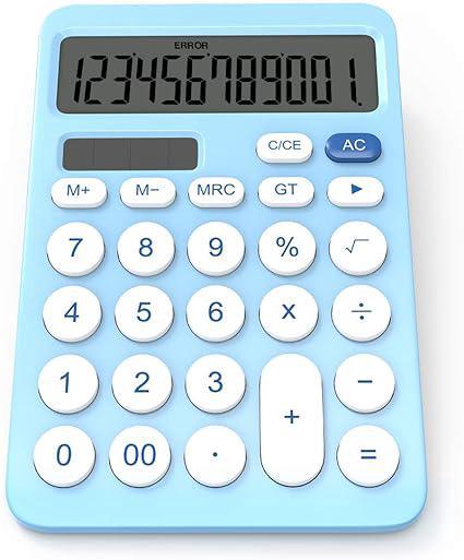 Svailse Solar and Battery-Powered Desk Calculator (Blue)