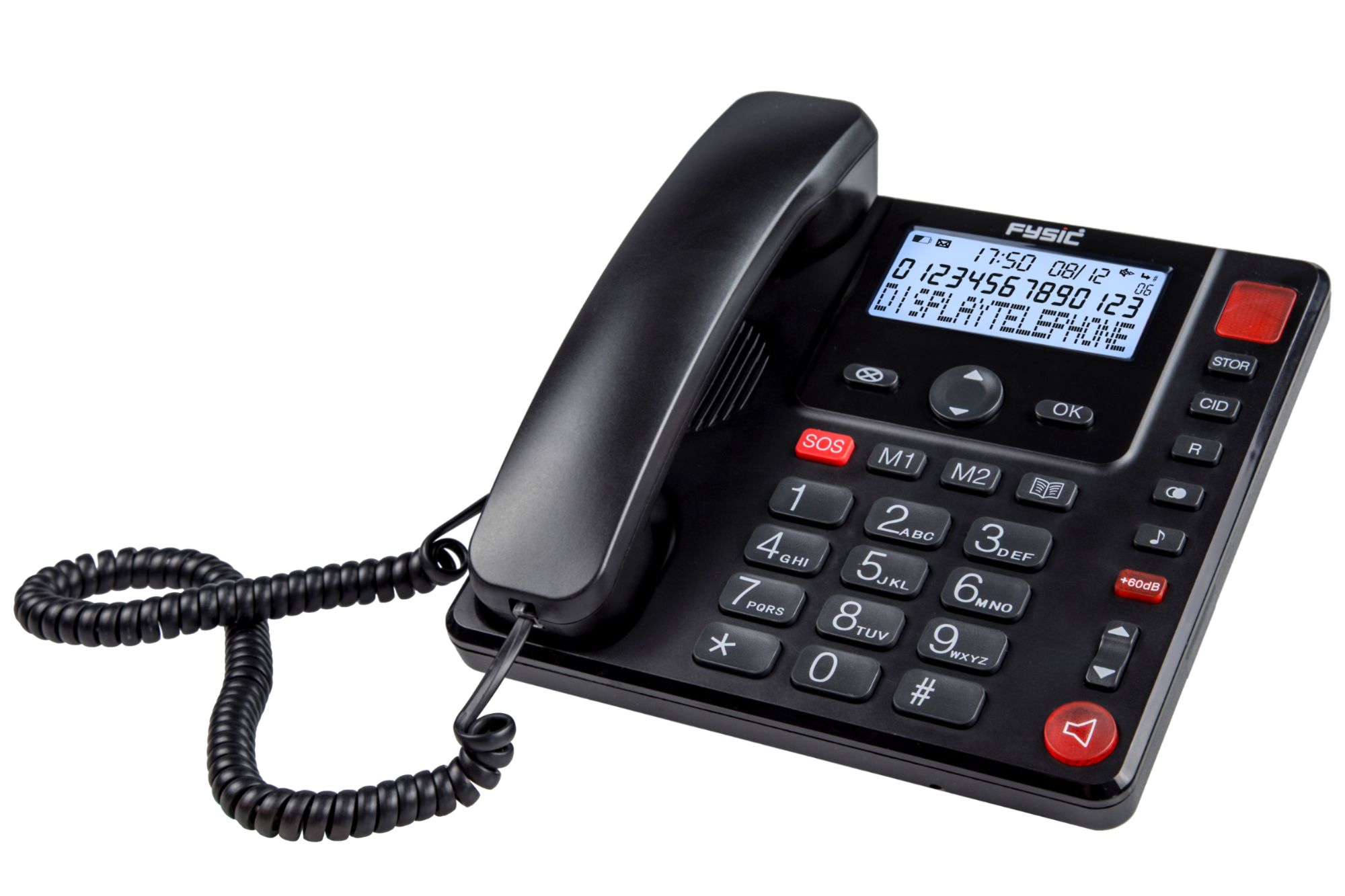 Senior Landline Phone with Screen and Large Buttons Fysic FX-3940 Black