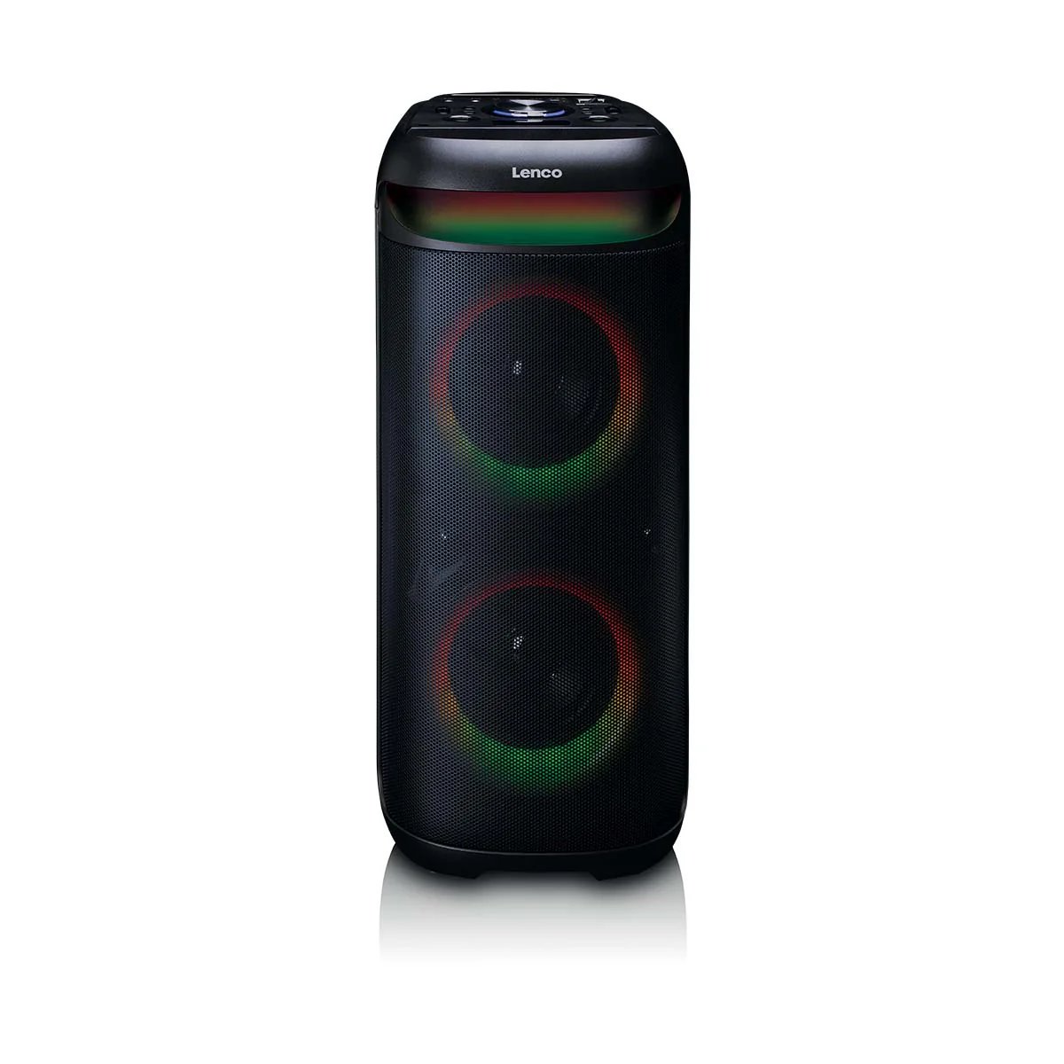 Lenco PA-210BK Bluetooth Party Speaker with LED Lights - 100W, TWS, USB, Up to 12 Hours Battery Life - Black