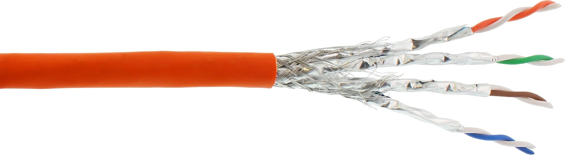 InLine Cat.7 S/FTP PoE+ Cable, Halogen-Free, Orange - Installation Cable for Digital/Data (70230I)