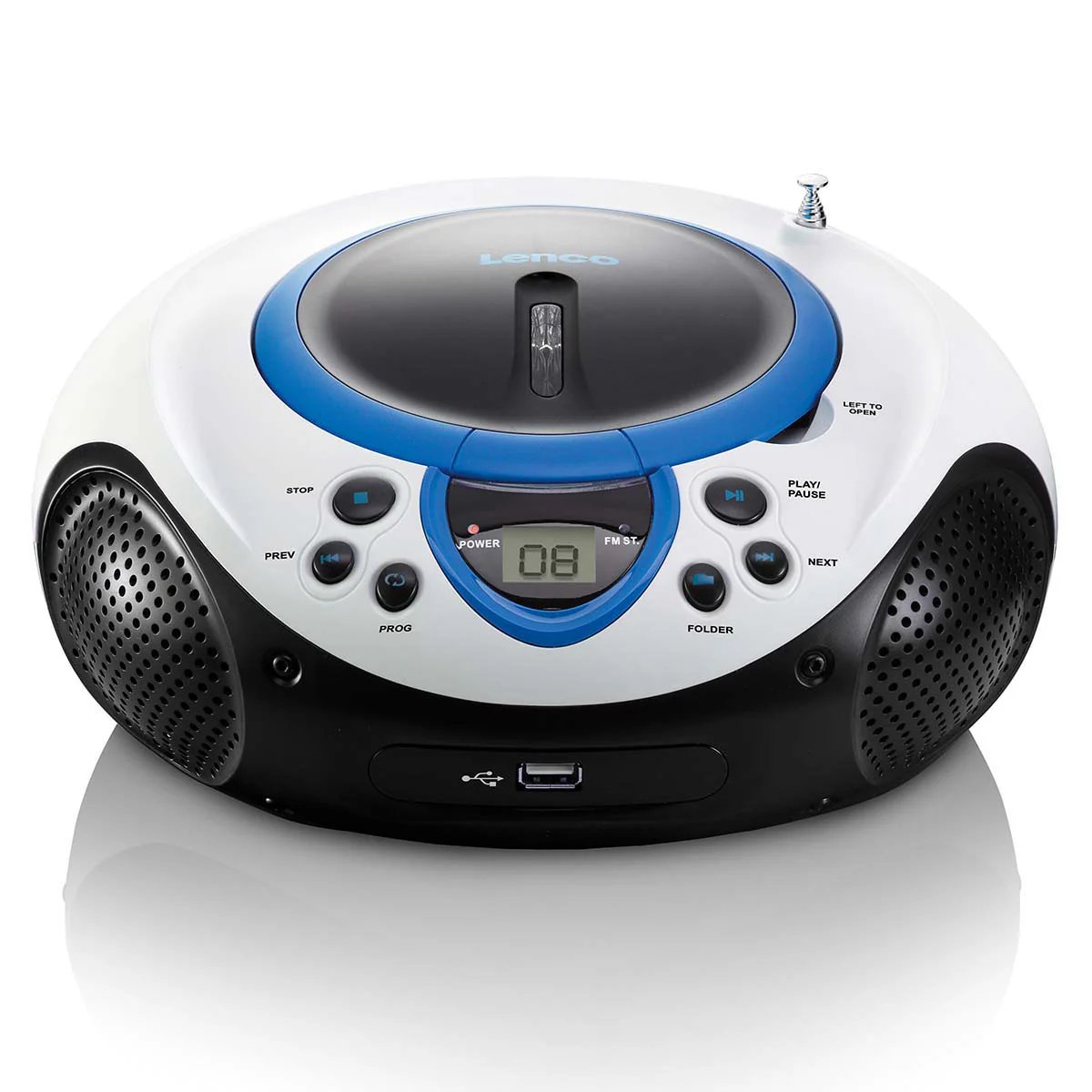 Radio Lenco SCD-38 USB - Radio FM y reproductor de CD/USB portátil - Azul
