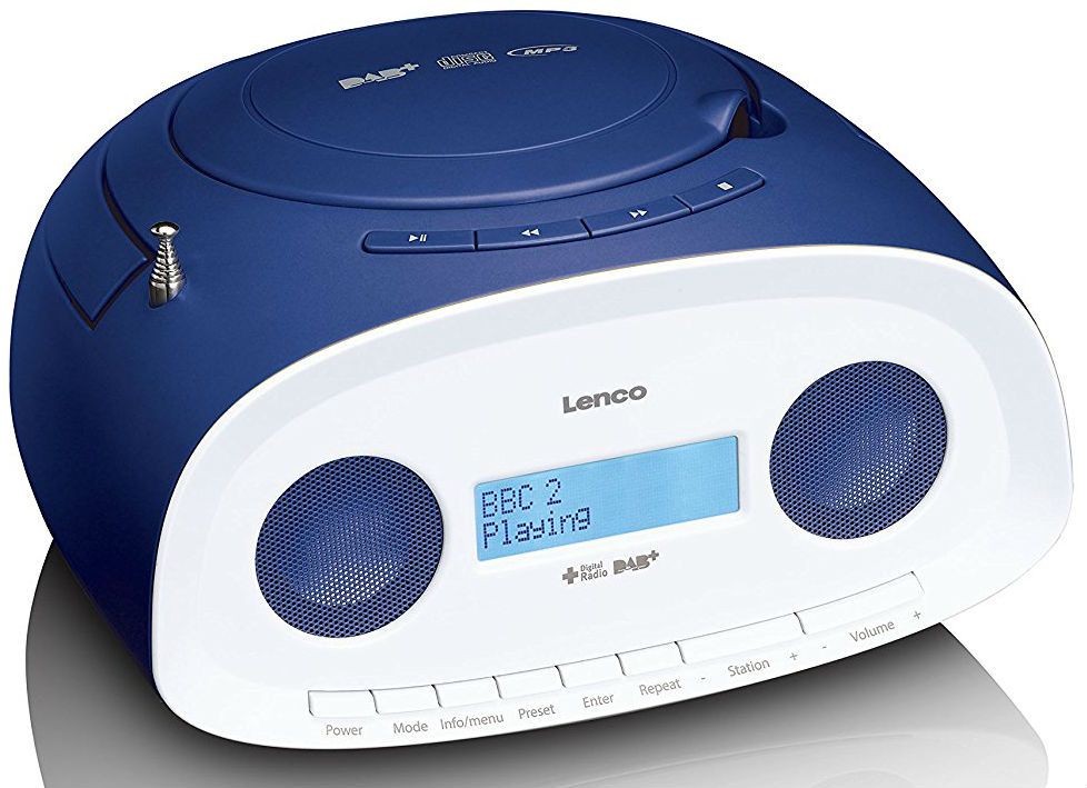Radio portátil Boombox Lenco con DAB+ y FM, reproductor de CD, USB, AUX, MP3 - Azul SCD-69