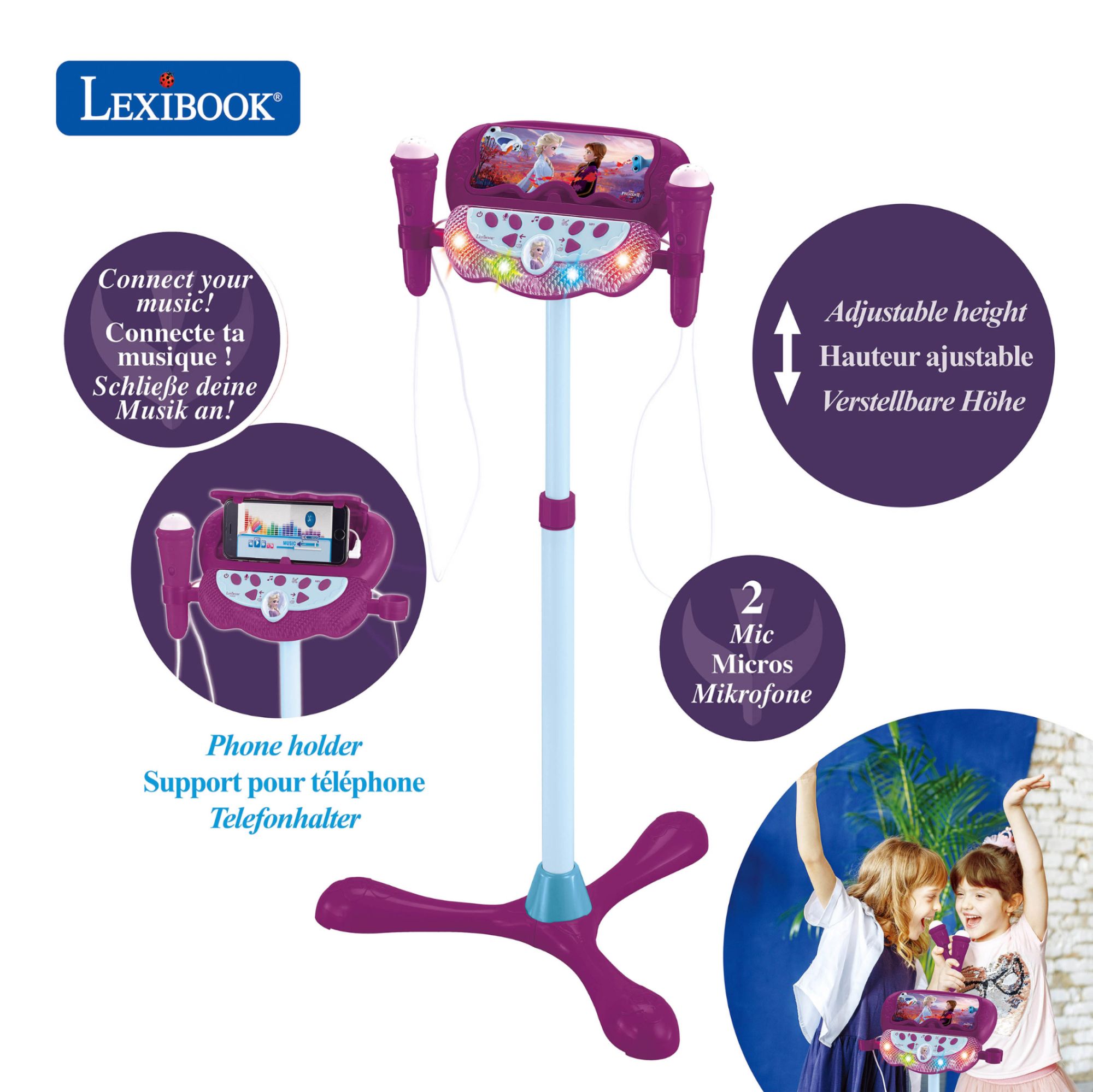 Lexibook Frozen Microphone with Adjustable Stand and Speaker