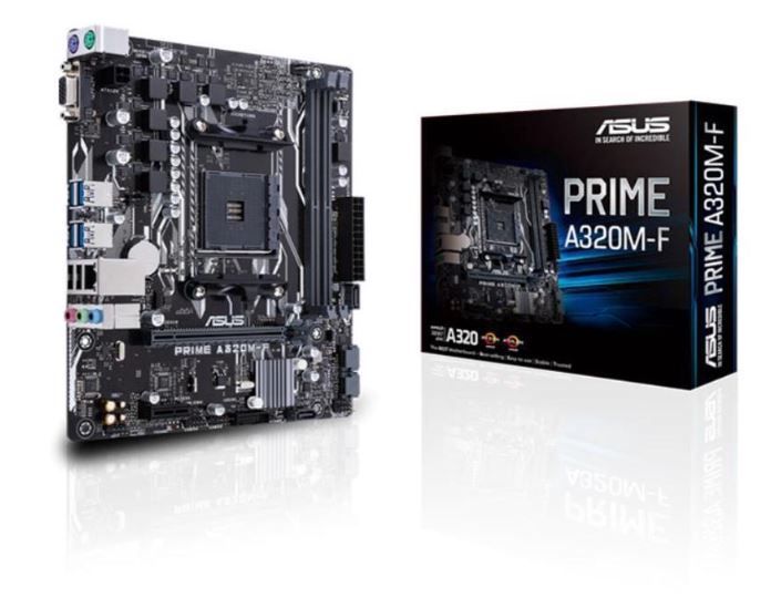 Asus Prime A320M-F AMD AM4 mATX Motherboard with 5X Protection III, DDR4 3200MHz, SATA 6Gbps, and USB 3.1 Gen 1