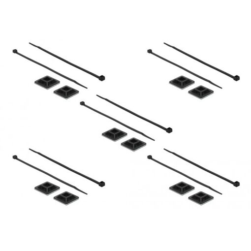 Soporte para cable Delock, Negro Nylon, 10 unidades