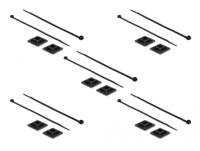 Support de câble Delock, Noir Nylon, 10 pièces