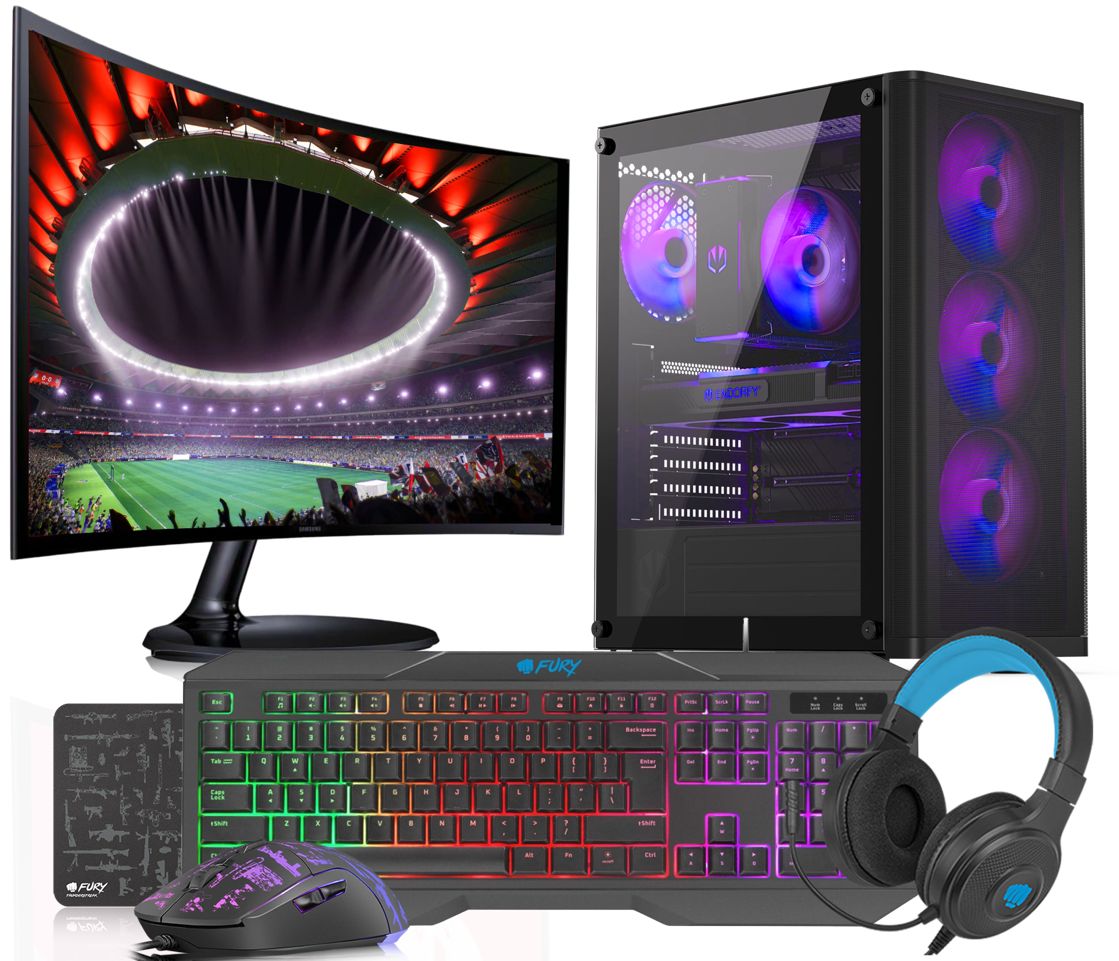 VIST Gaming PC - Ryzen 7 5700X, 32GB RAM, RTX 4060, 1TB SSD, 27" Curved Monitor, Windows 11 Pro
